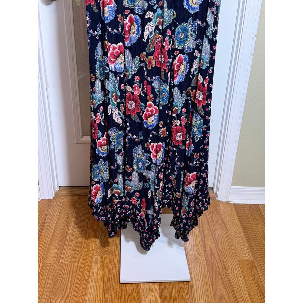 Bila Women's XL Boho Floral Sleeveless Maxi Blue Print Resort Casual Boho Dress - Picture 7 of 10